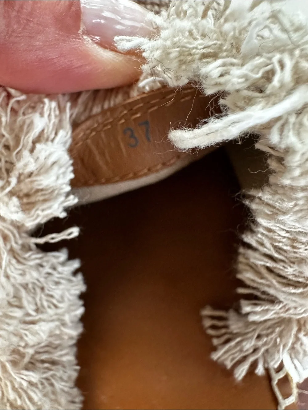 See By Chloe Beige Canvas Espadrille Sandals with Tan Ankle Straps